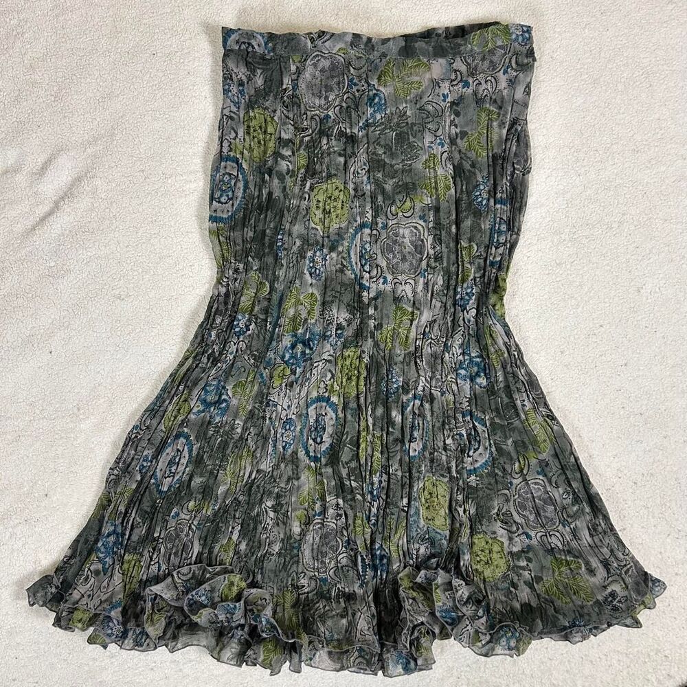 Coldwater Creek Grey and Blue Whimsigoth Ruffly Skirt